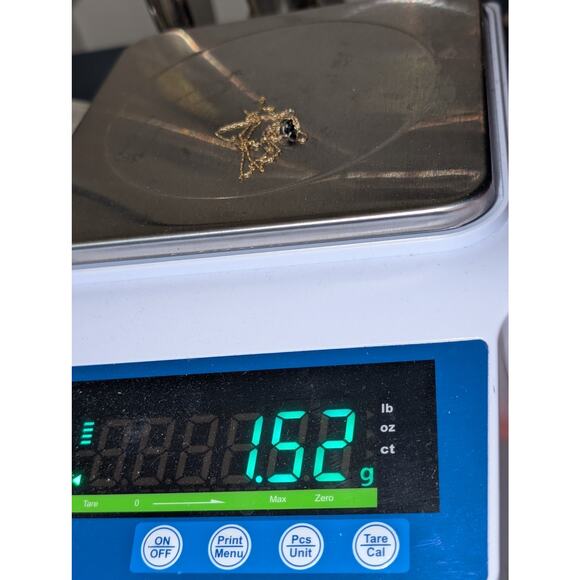 VTG 14K Marked & Tested Black Gemstone Pendant on 14K Yellow Gold Chain Necklace - Picture 7 of 8